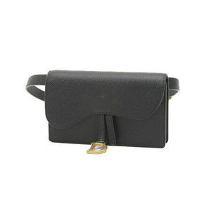 Dior Saddle Belt Pouch Waist Bag Black Leather
